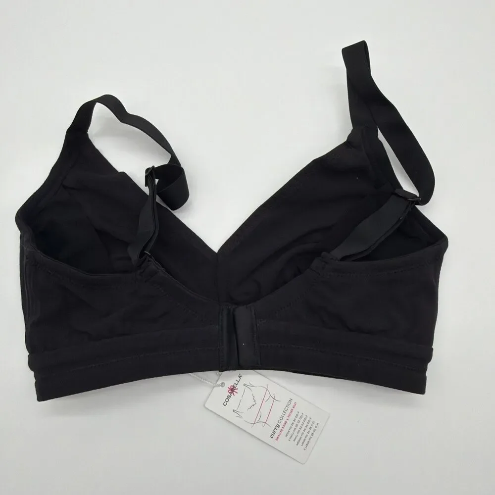 Cosabella SFTCO1304 Soft Cotton Curvy Sleep Bralette Sz Petite- Black  Wireless